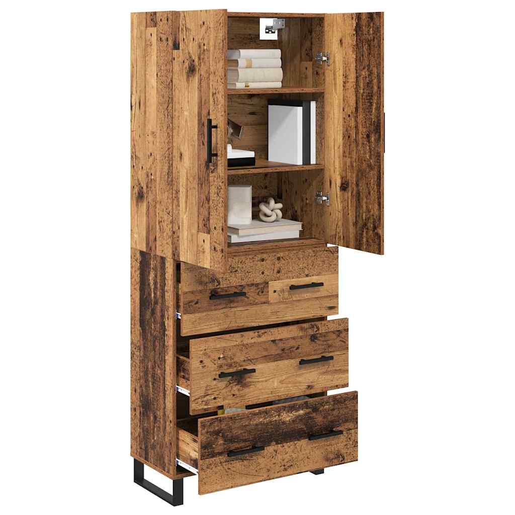 Hoge kast met lade 2 pcs Oud Hout 69,5 x 34 x 180 cm is nu te koop bij PeponiXL, paradijselijk wonen!