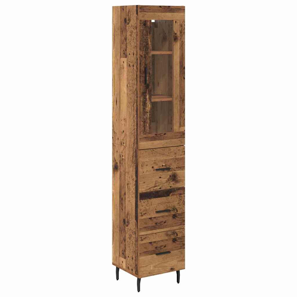 Highboard met lade Oud Hout 34,5 x 34 x 180 cm Bewerkt hout is nu te koop bij PeponiXL, paradijselijk wonen!