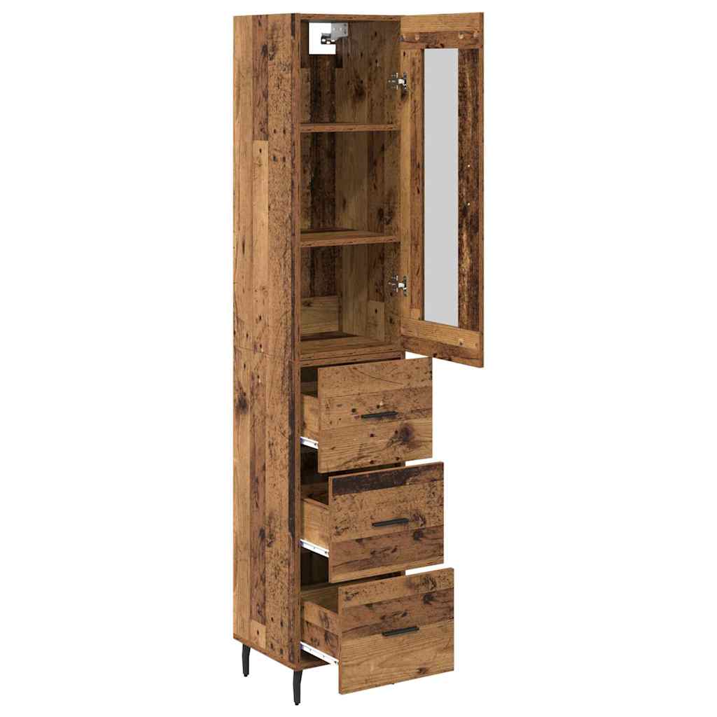 Highboard met lade Oud Hout 34,5 x 34 x 180 cm Bewerkt hout is nu te koop bij PeponiXL, paradijselijk wonen!