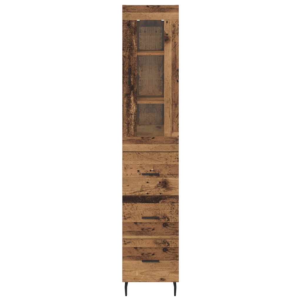 Highboard met lade Oud Hout 34,5 x 34 x 180 cm Bewerkt hout is nu te koop bij PeponiXL, paradijselijk wonen!