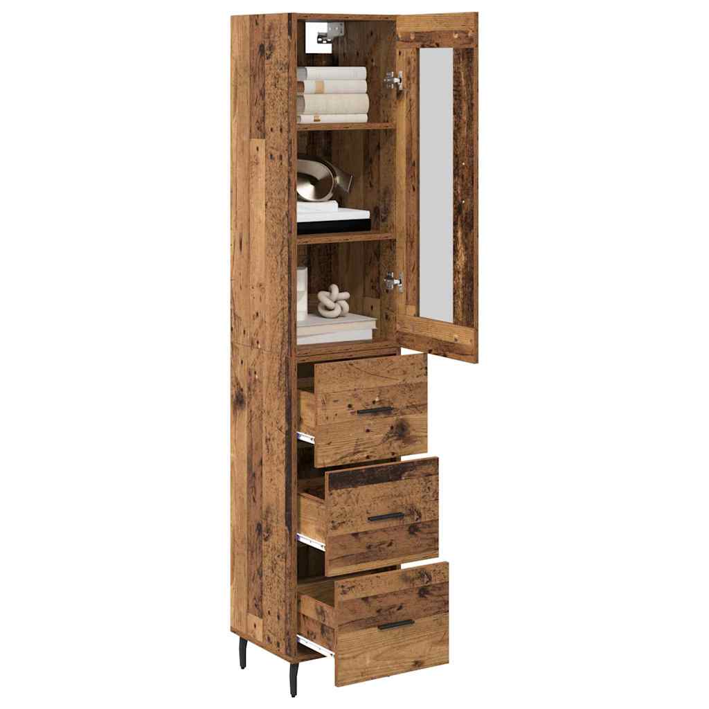 Highboard met lade Oud Hout 34,5 x 34 x 180 cm Bewerkt hout is nu te koop bij PeponiXL, paradijselijk wonen!