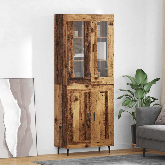Hoge kast 2 pcs Oud Hout Geengineerd Hout en Glas is nu te koop bij PeponiXL, paradijselijk wonen!