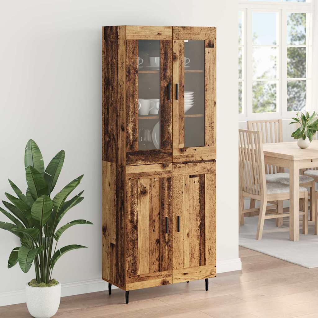 Hoge kast 2 pcs Oud Hout Geengineerd Hout en Glas is nu te koop bij PeponiXL, paradijselijk wonen!