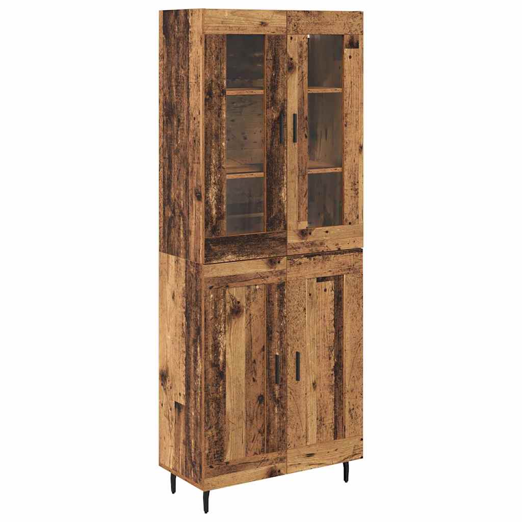 Hoge kast 2 pcs Oud Hout Geengineerd Hout en Glas is nu te koop bij PeponiXL, paradijselijk wonen!