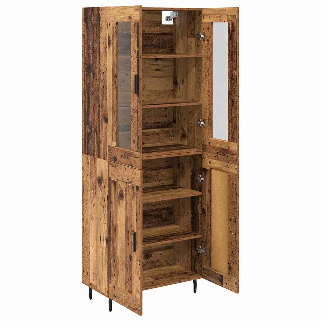 Hoge kast 2 pcs Oud Hout Geengineerd Hout en Glas is nu te koop bij PeponiXL, paradijselijk wonen!