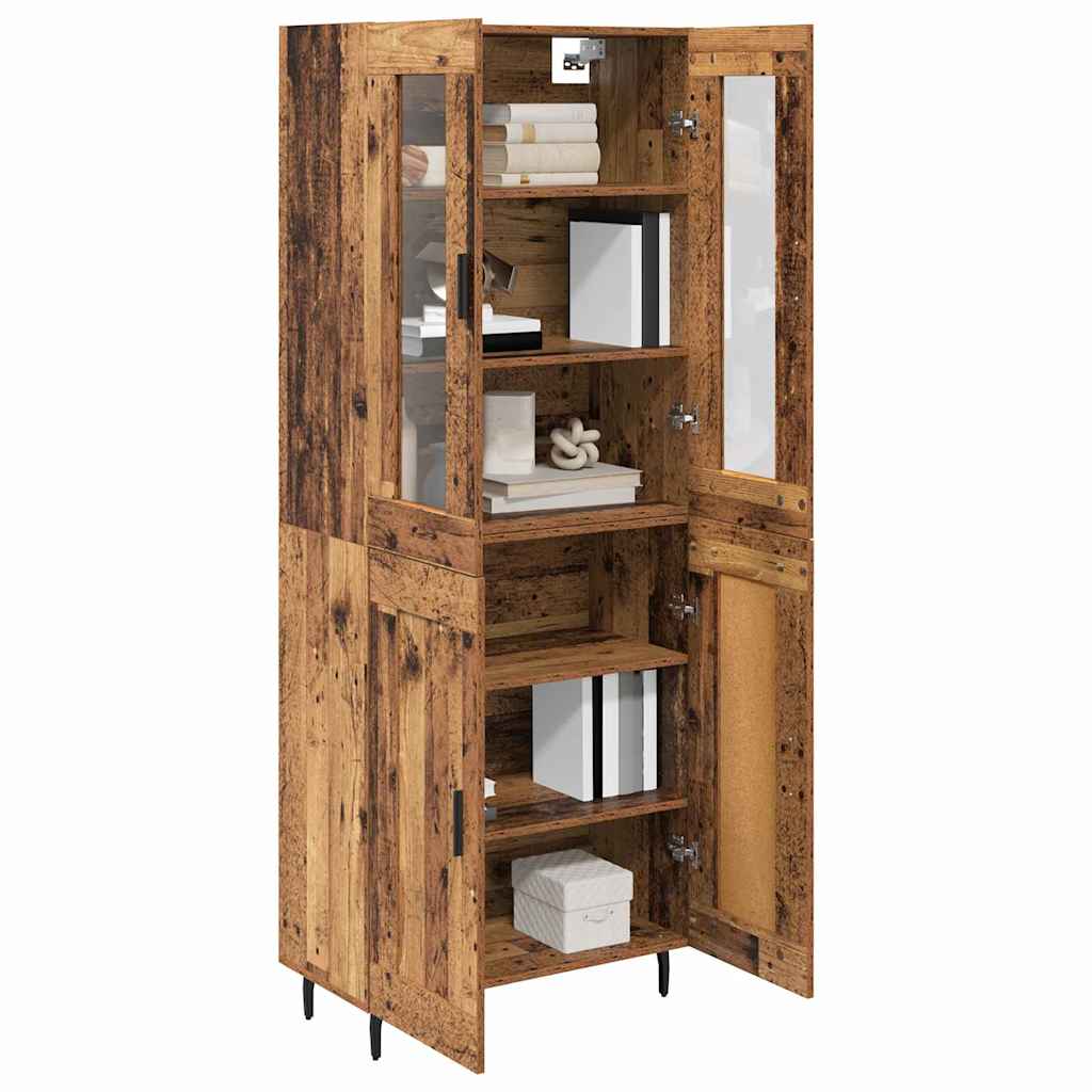 Hoge kast 2 pcs Oud Hout Geengineerd Hout en Glas is nu te koop bij PeponiXL, paradijselijk wonen!