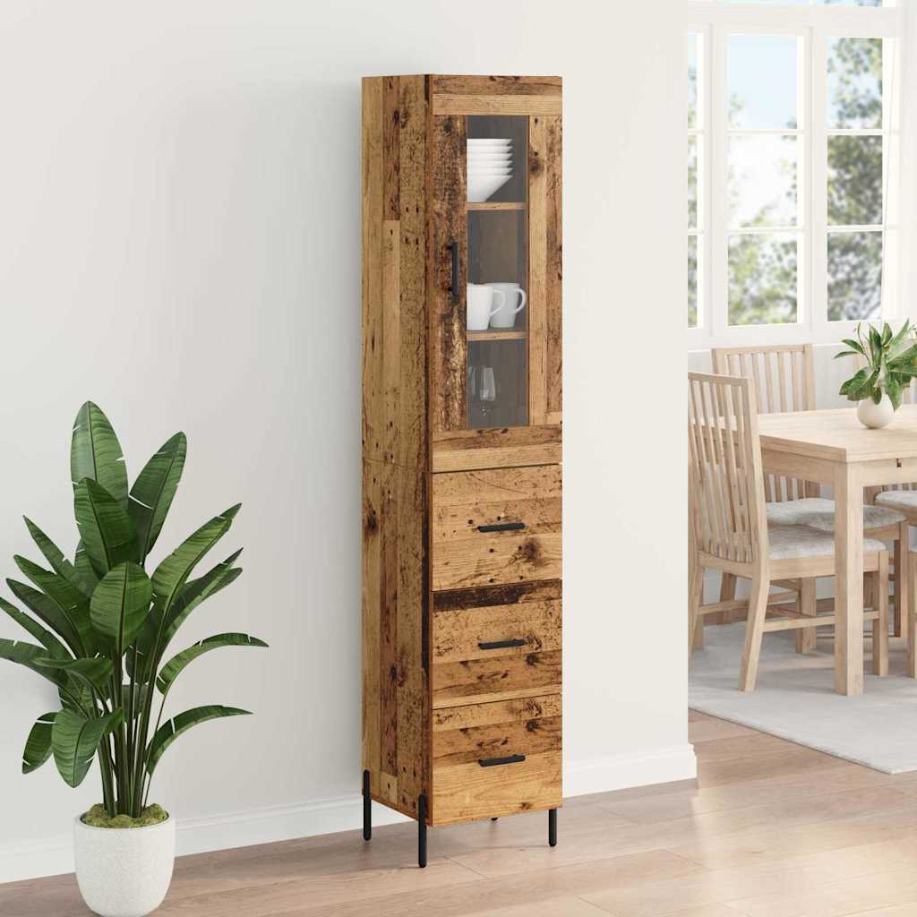 Highboard met lade Oud Hout 34,5 x 34 x 180 cm Bewerkt hout is nu te koop bij PeponiXL, paradijselijk wonen!