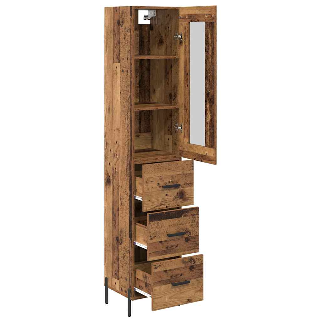 Highboard met lade Oud Hout 34,5 x 34 x 180 cm Bewerkt hout is nu te koop bij PeponiXL, paradijselijk wonen!