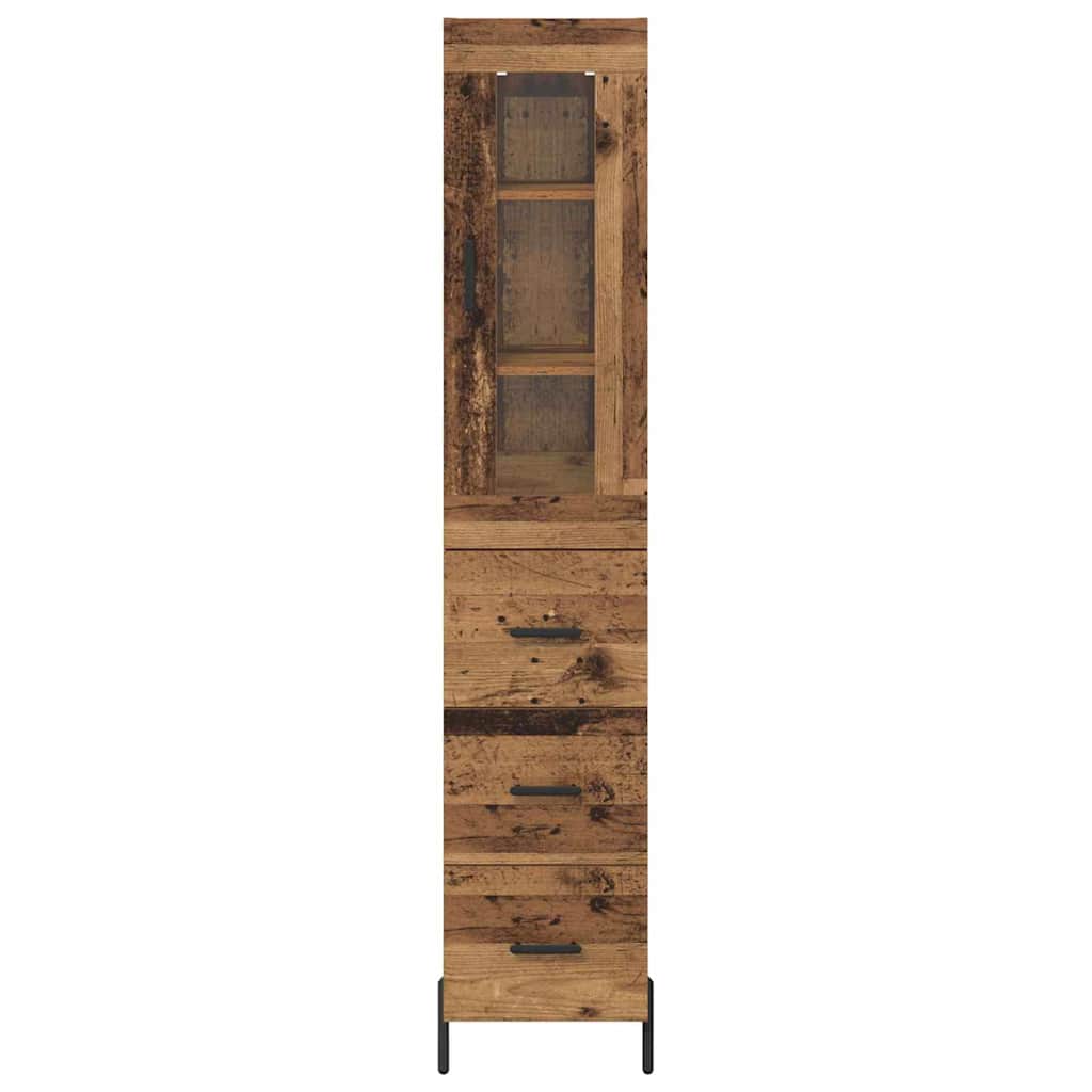Highboard met lade Oud Hout 34,5 x 34 x 180 cm Bewerkt hout is nu te koop bij PeponiXL, paradijselijk wonen!