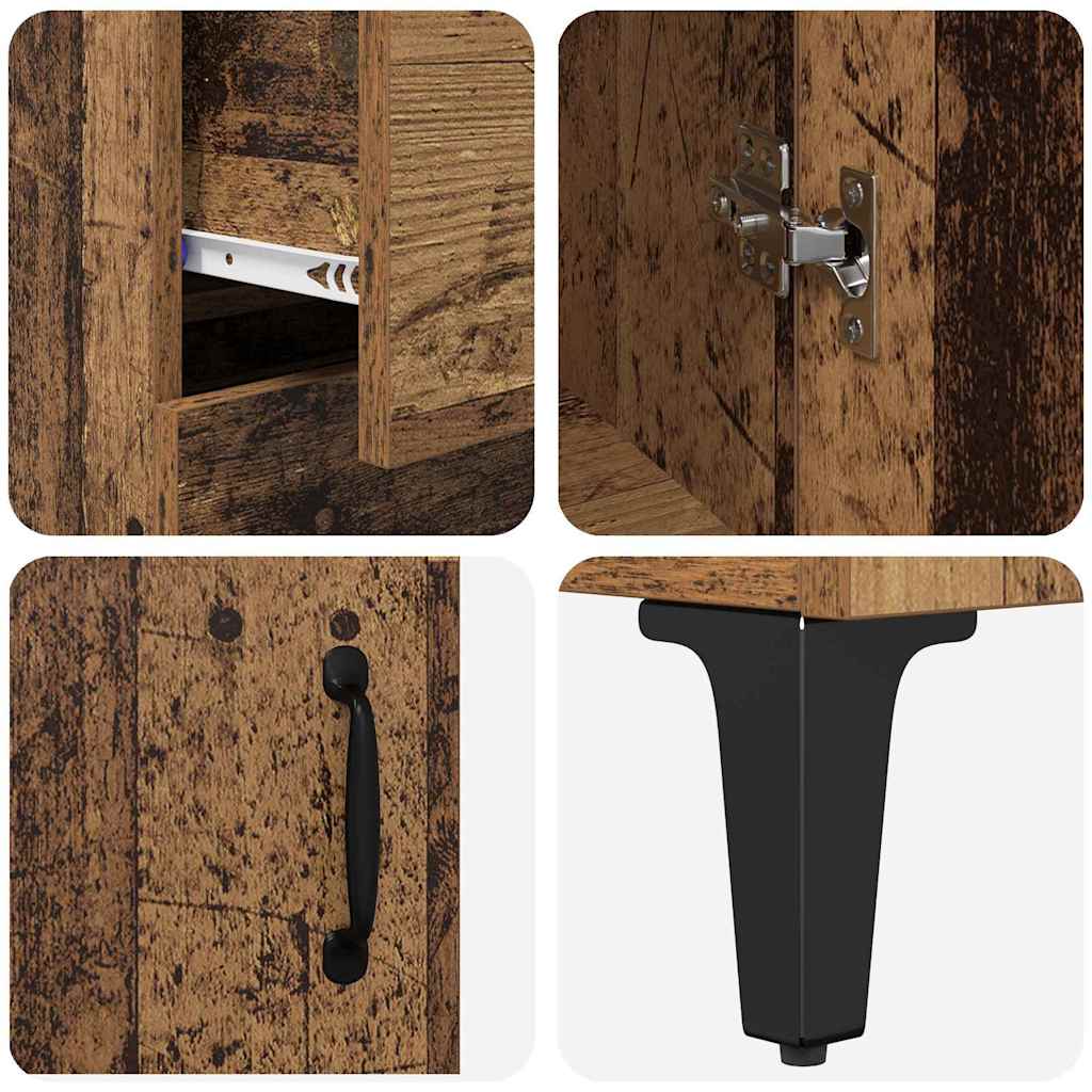 Highboard met lade Oud Hout 69,5 x 34 x 180 cm Bewerkt hout is nu te koop bij PeponiXL, paradijselijk wonen!