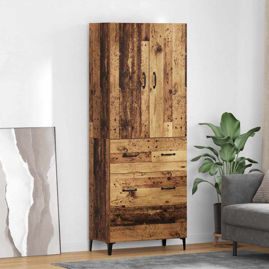 Highboard met lade Oud Hout 69,5 x 34 x 180 cm Bewerkt hout is nu te koop bij PeponiXL, paradijselijk wonen!