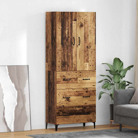 Highboard met lade Oud Hout 69,5 x 34 x 180 cm Bewerkt hout is nu te koop bij PeponiXL, paradijselijk wonen!