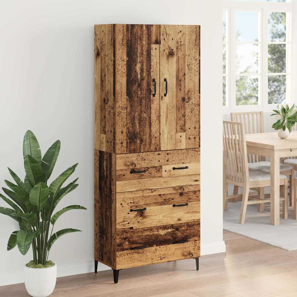 Highboard met lade Oud Hout 69,5 x 34 x 180 cm Bewerkt hout is nu te koop bij PeponiXL, paradijselijk wonen!