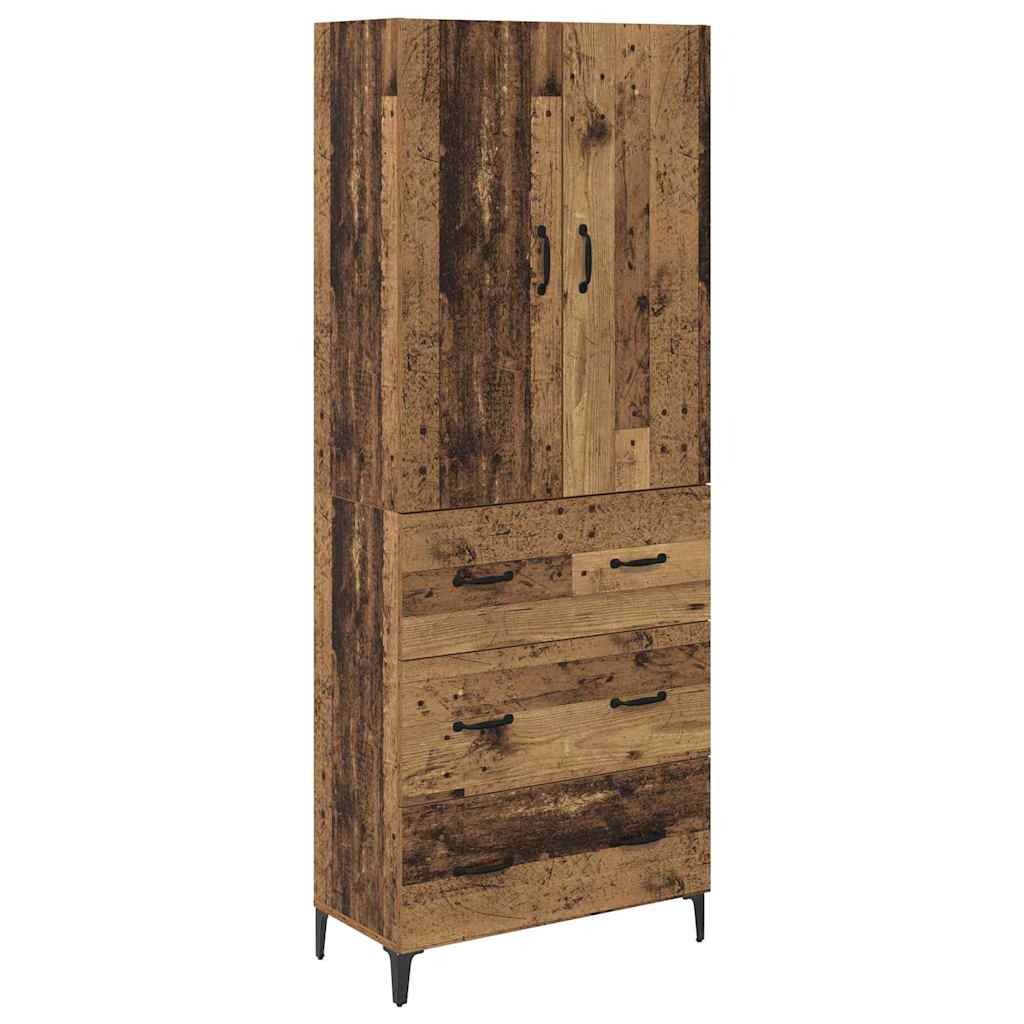 Highboard met lade Oud Hout 69,5 x 34 x 180 cm Bewerkt hout is nu te koop bij PeponiXL, paradijselijk wonen!