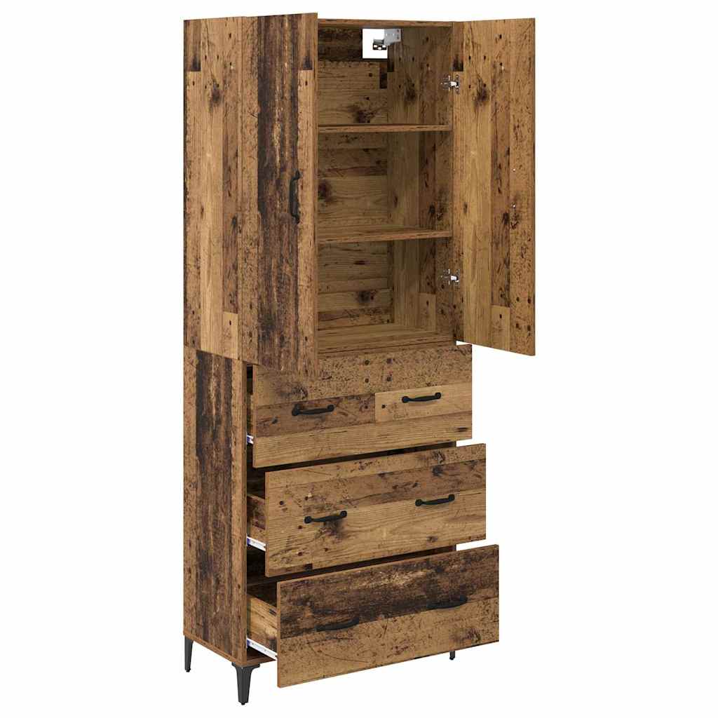 Highboard met lade Oud Hout 69,5 x 34 x 180 cm Bewerkt hout is nu te koop bij PeponiXL, paradijselijk wonen!