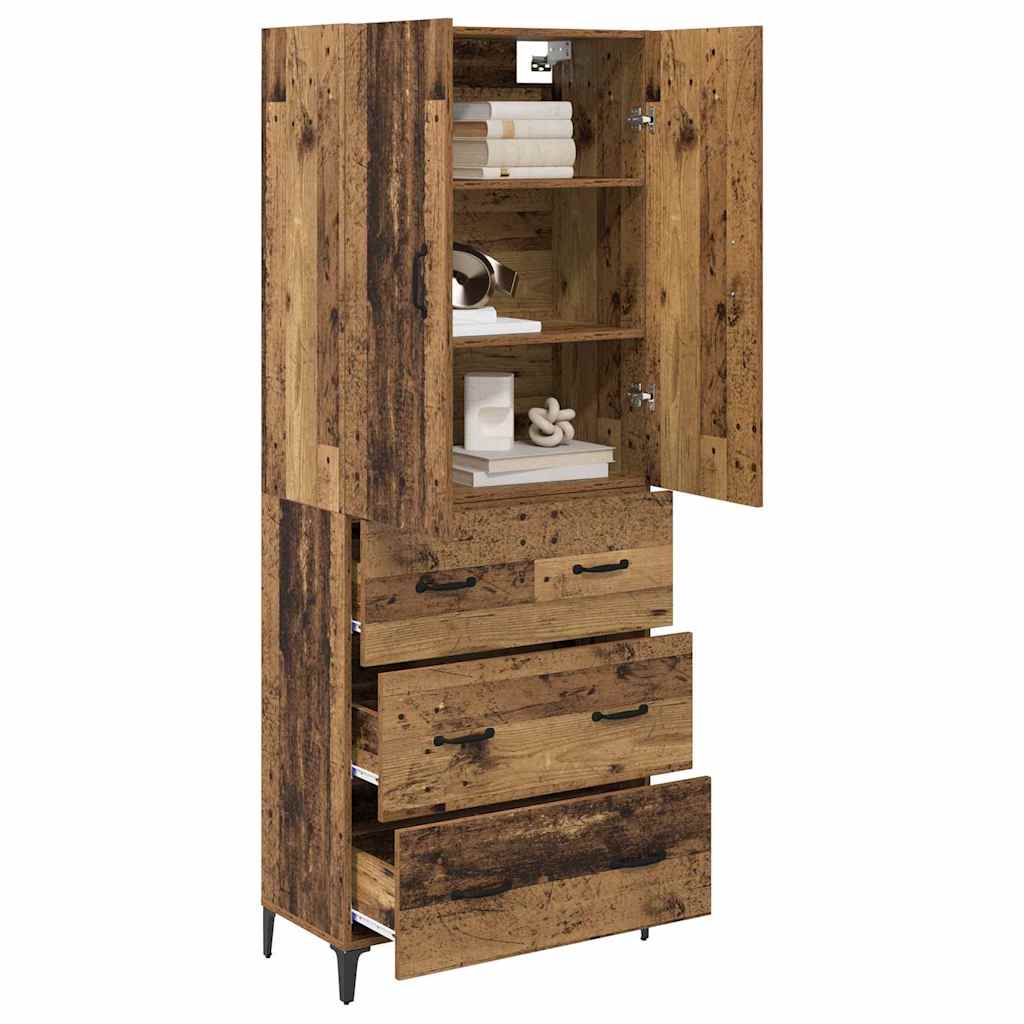 Highboard met lade Oud Hout 69,5 x 34 x 180 cm Bewerkt hout is nu te koop bij PeponiXL, paradijselijk wonen!