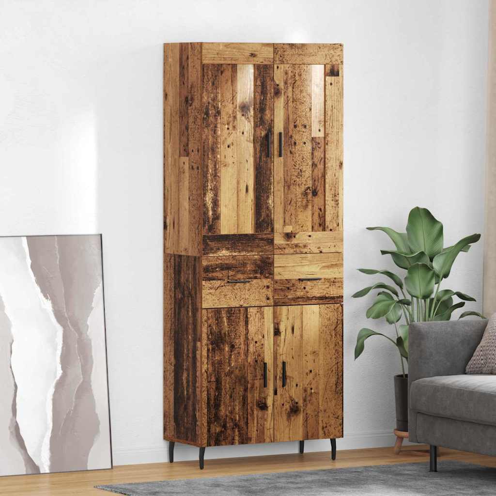 Hoge kast met lade 2 pcs Oudhout Bewerkt hout is nu te koop bij PeponiXL, paradijselijk wonen!