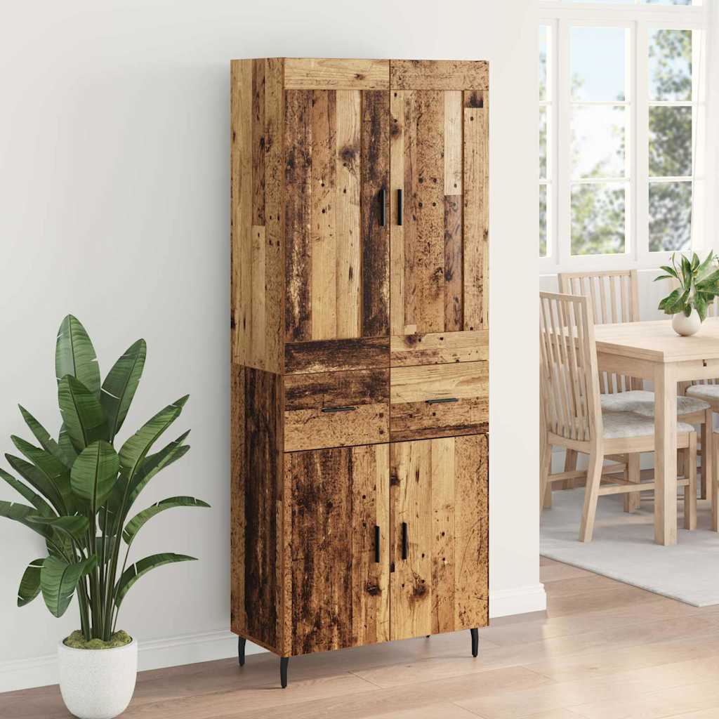 Hoge kast met lade 2 pcs Oudhout Bewerkt hout is nu te koop bij PeponiXL, paradijselijk wonen!