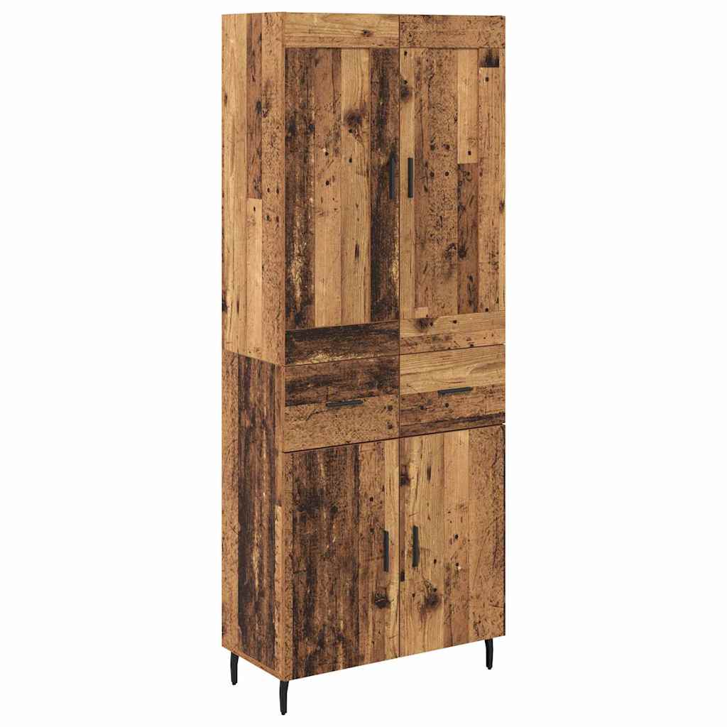 Hoge kast met lade 2 pcs Oudhout Bewerkt hout is nu te koop bij PeponiXL, paradijselijk wonen!