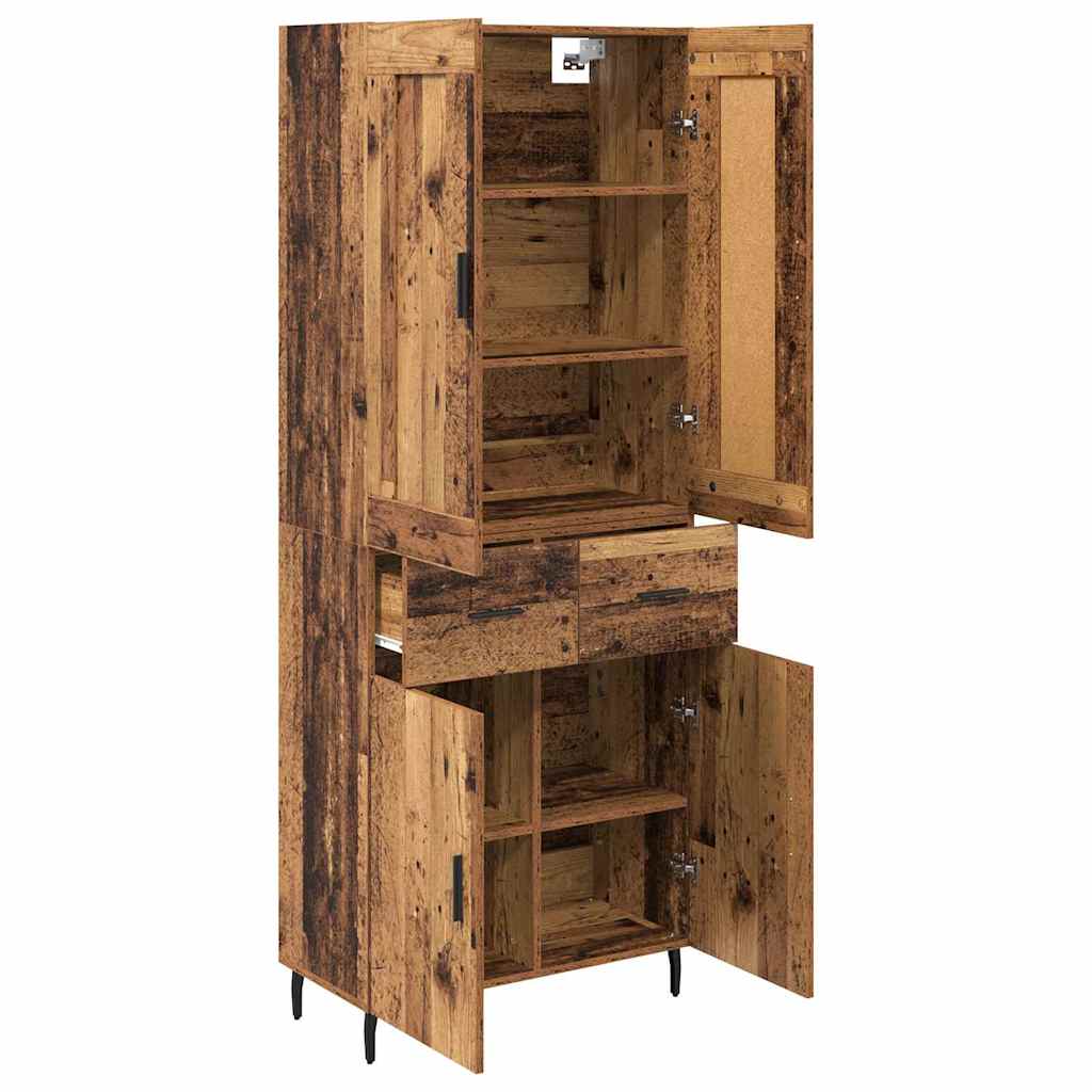 Hoge kast met lade 2 pcs Oudhout Bewerkt hout is nu te koop bij PeponiXL, paradijselijk wonen!