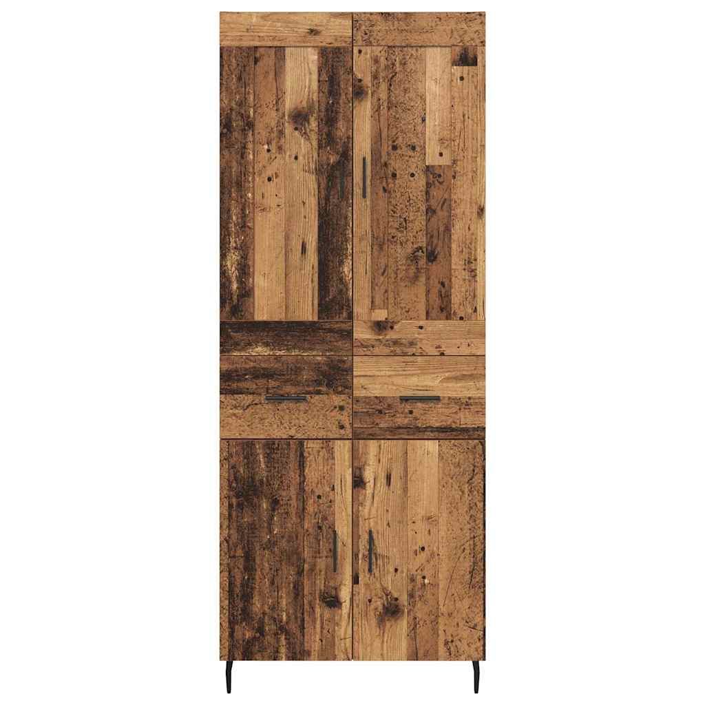 Hoge kast met lade 2 pcs Oudhout Bewerkt hout is nu te koop bij PeponiXL, paradijselijk wonen!