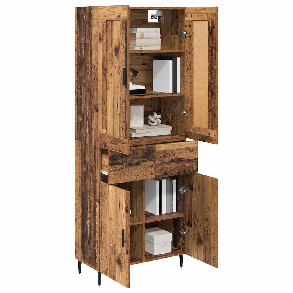 Hoge kast met lade 2 pcs Oudhout Bewerkt hout is nu te koop bij PeponiXL, paradijselijk wonen!
