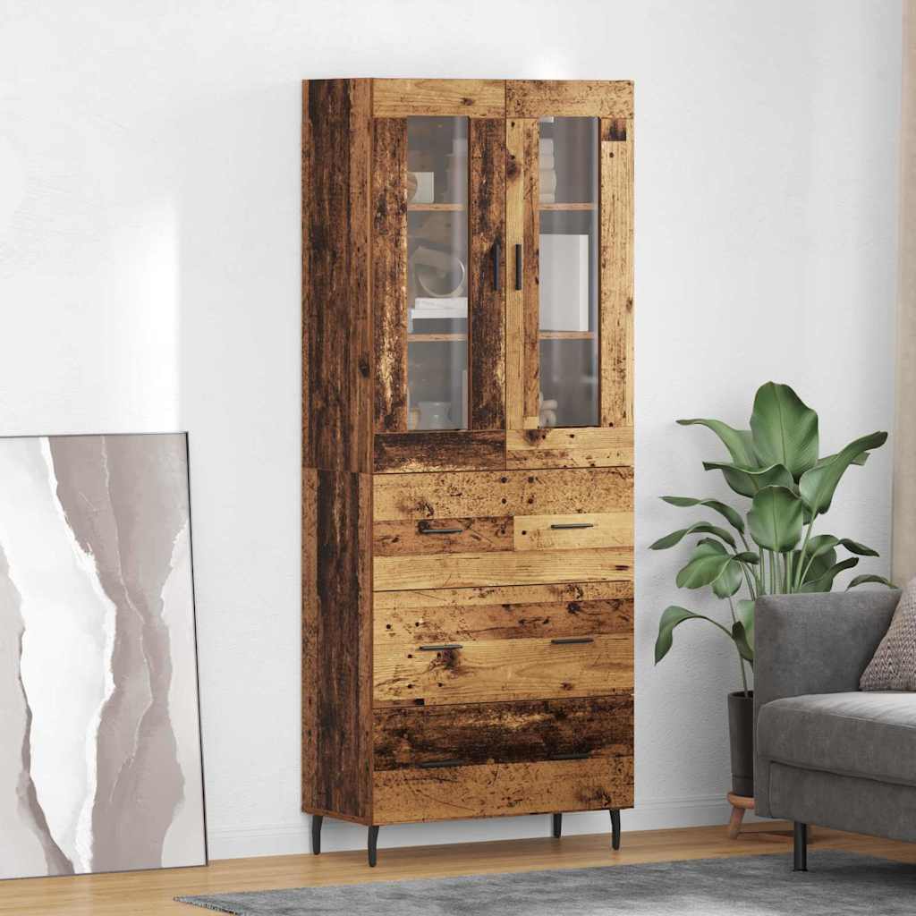 Hoge kast met lade 2 pcs Oud Hout Bewerkt hout is nu te koop bij PeponiXL, paradijselijk wonen!