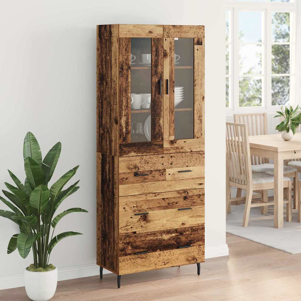Hoge kast met lade 2 pcs Oud Hout Bewerkt hout is nu te koop bij PeponiXL, paradijselijk wonen!