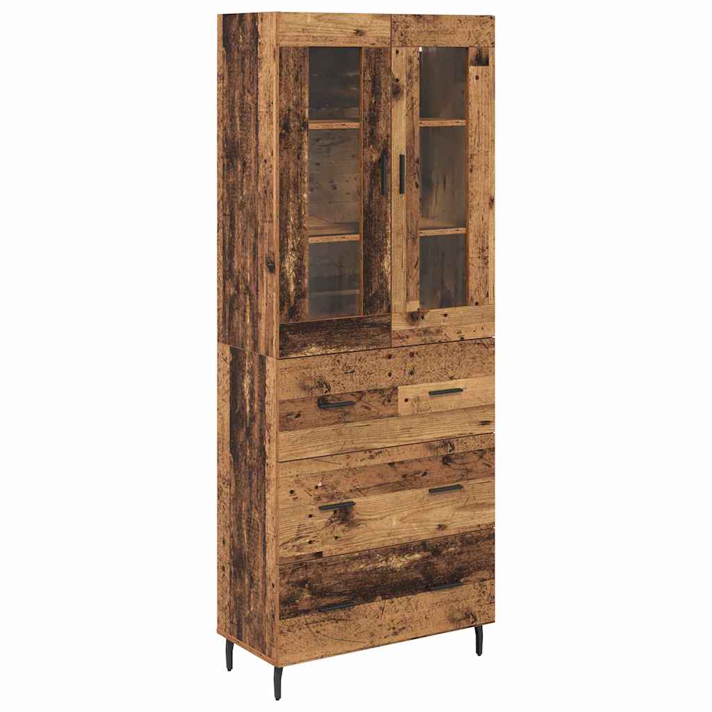 Hoge kast met lade 2 pcs Oud Hout Bewerkt hout is nu te koop bij PeponiXL, paradijselijk wonen!