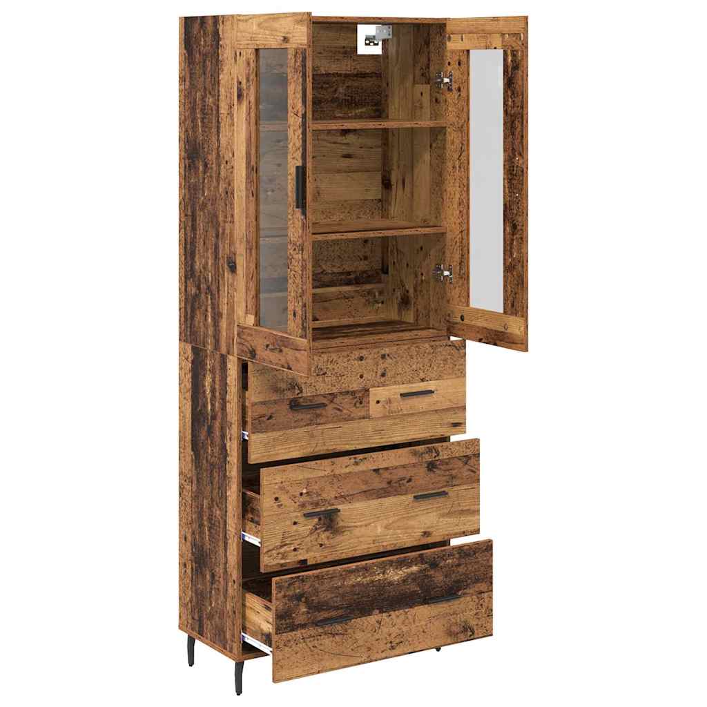 Hoge kast met lade 2 pcs Oud Hout Bewerkt hout is nu te koop bij PeponiXL, paradijselijk wonen!