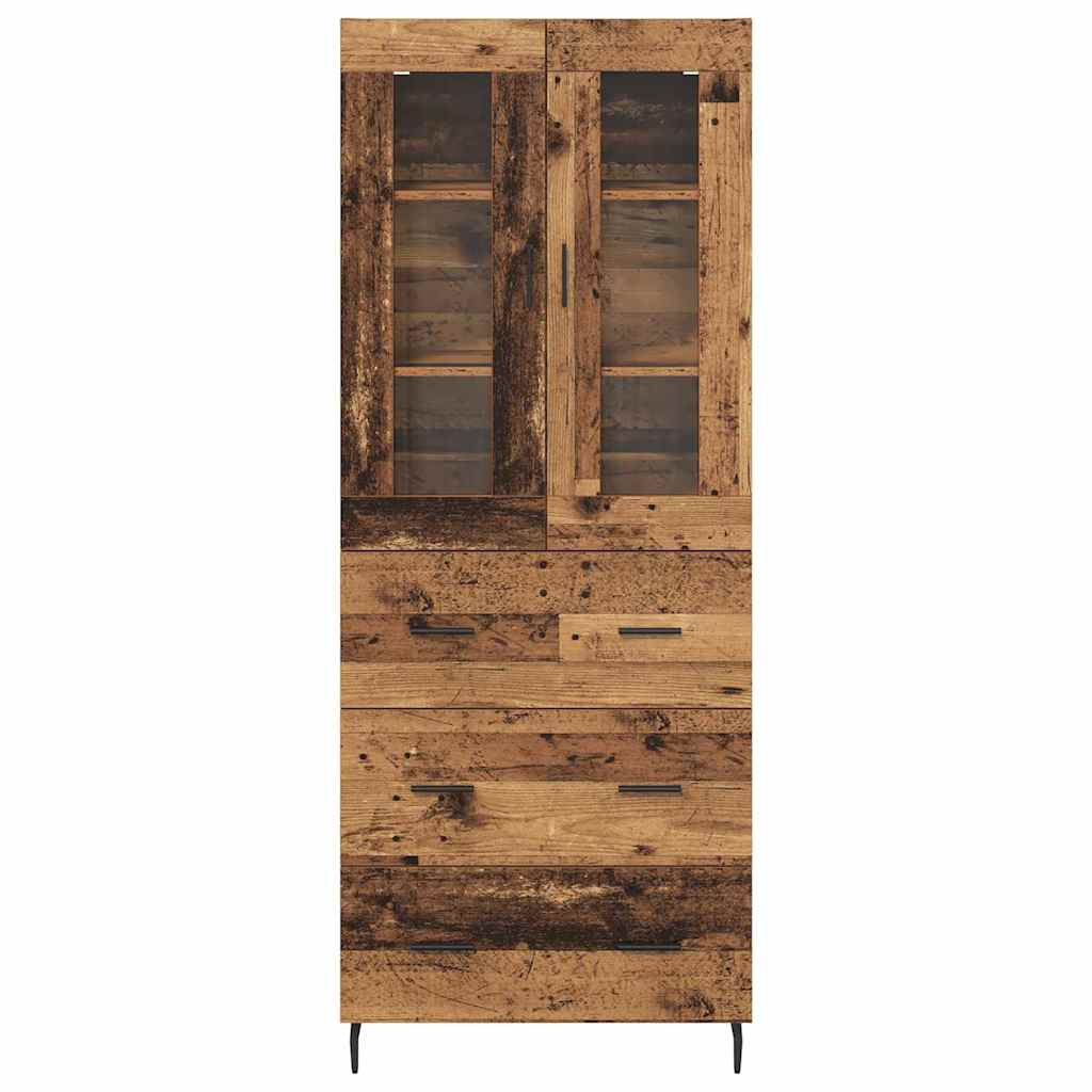 Hoge kast met lade 2 pcs Oud Hout Bewerkt hout is nu te koop bij PeponiXL, paradijselijk wonen!