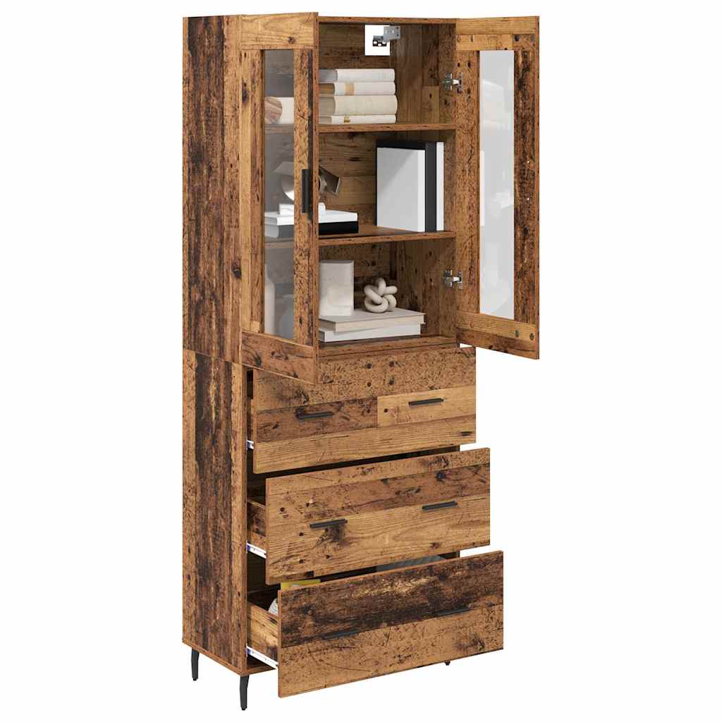 Hoge kast met lade 2 pcs Oud Hout Bewerkt hout is nu te koop bij PeponiXL, paradijselijk wonen!