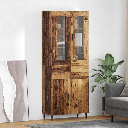 Hoge kast met lade 2 pcs Oud Hout Bewerkt hout is nu te koop bij PeponiXL, paradijselijk wonen!