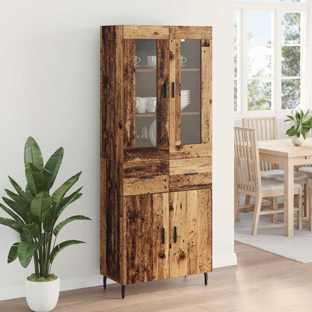 Hoge kast met lade 2 pcs Oud Hout Bewerkt hout is nu te koop bij PeponiXL, paradijselijk wonen!