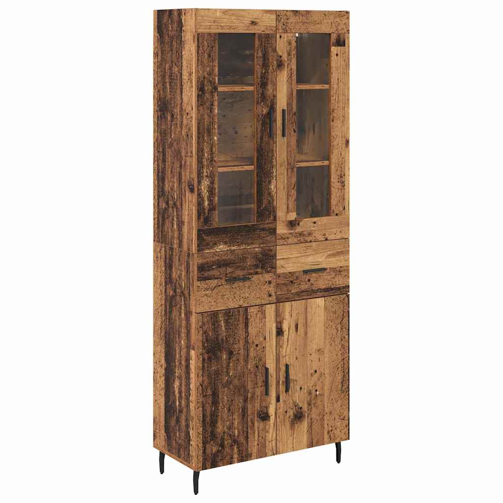 Hoge kast met lade 2 pcs Oud Hout Bewerkt hout is nu te koop bij PeponiXL, paradijselijk wonen!