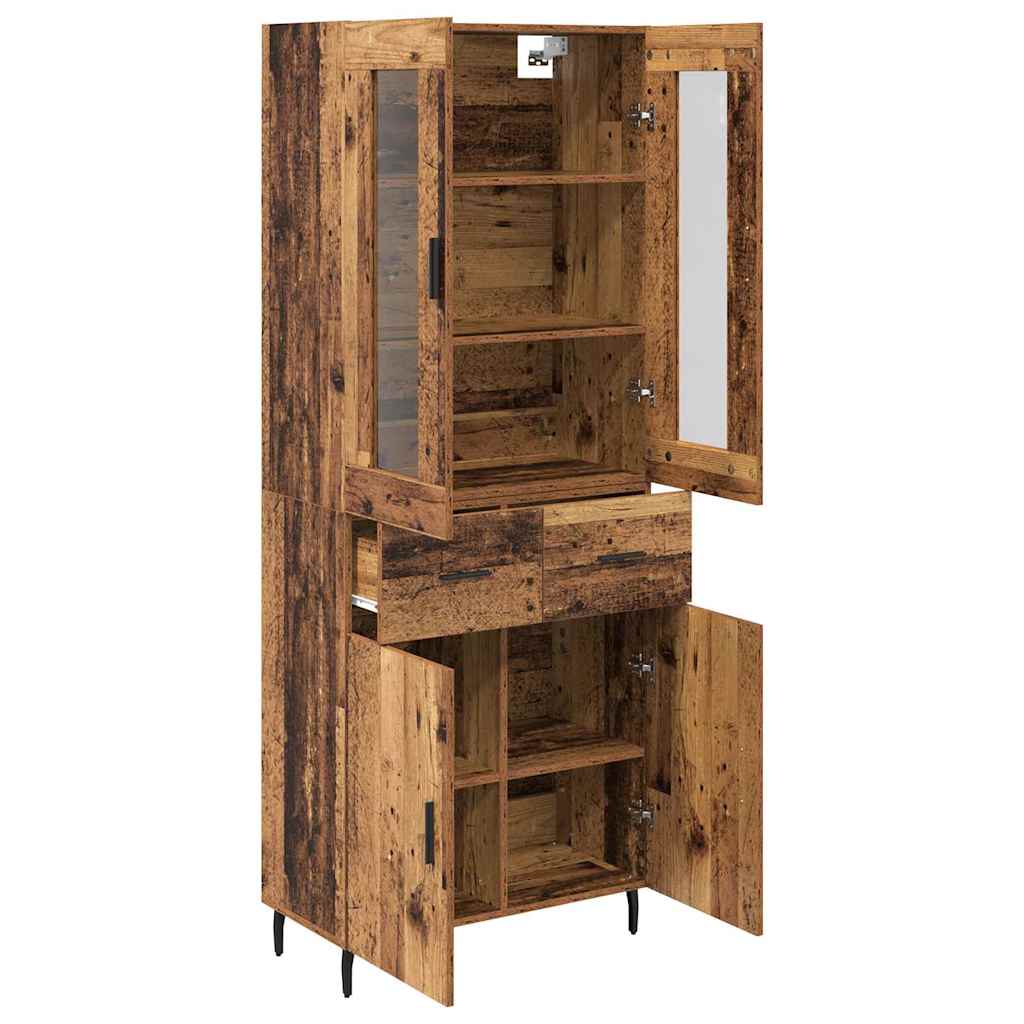Hoge kast met lade 2 pcs Oud Hout Bewerkt hout is nu te koop bij PeponiXL, paradijselijk wonen!