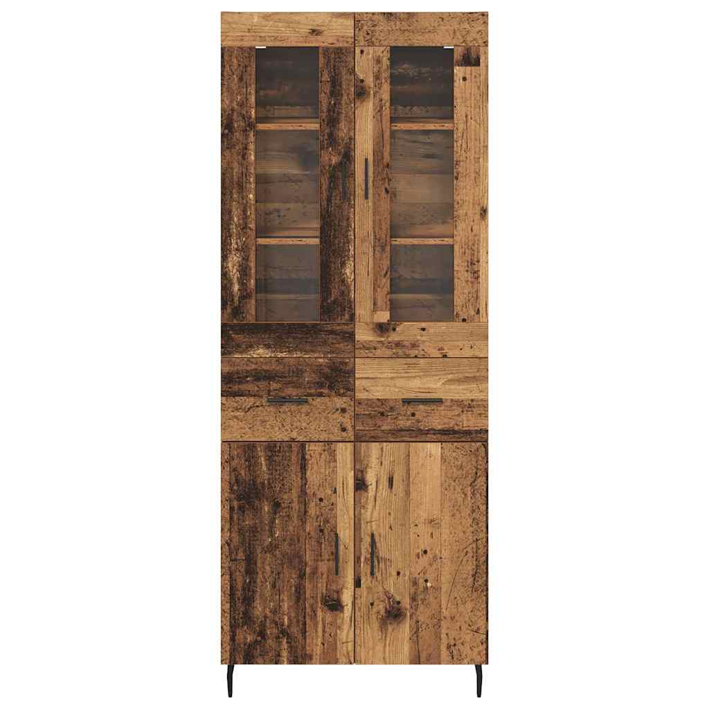 Hoge kast met lade 2 pcs Oud Hout Bewerkt hout is nu te koop bij PeponiXL, paradijselijk wonen!