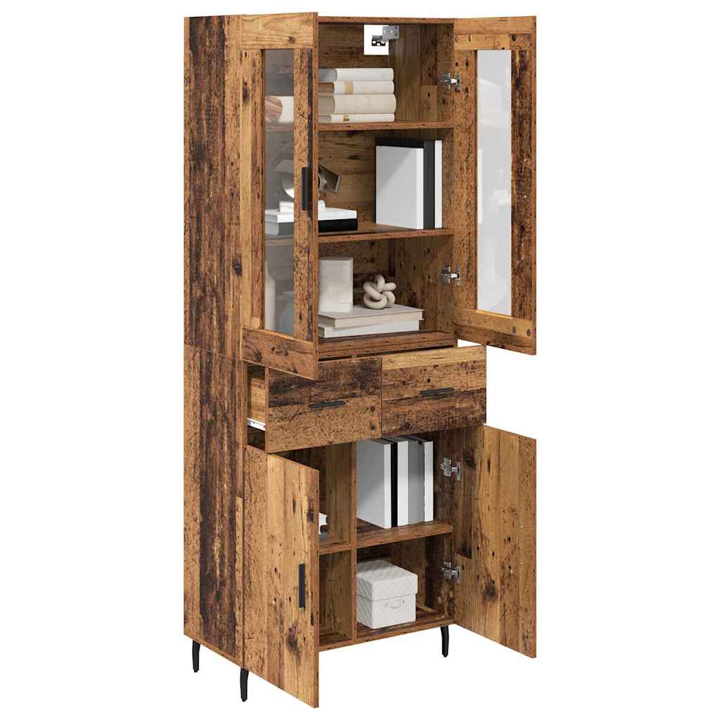 Hoge kast met lade 2 pcs Oud Hout Bewerkt hout is nu te koop bij PeponiXL, paradijselijk wonen!