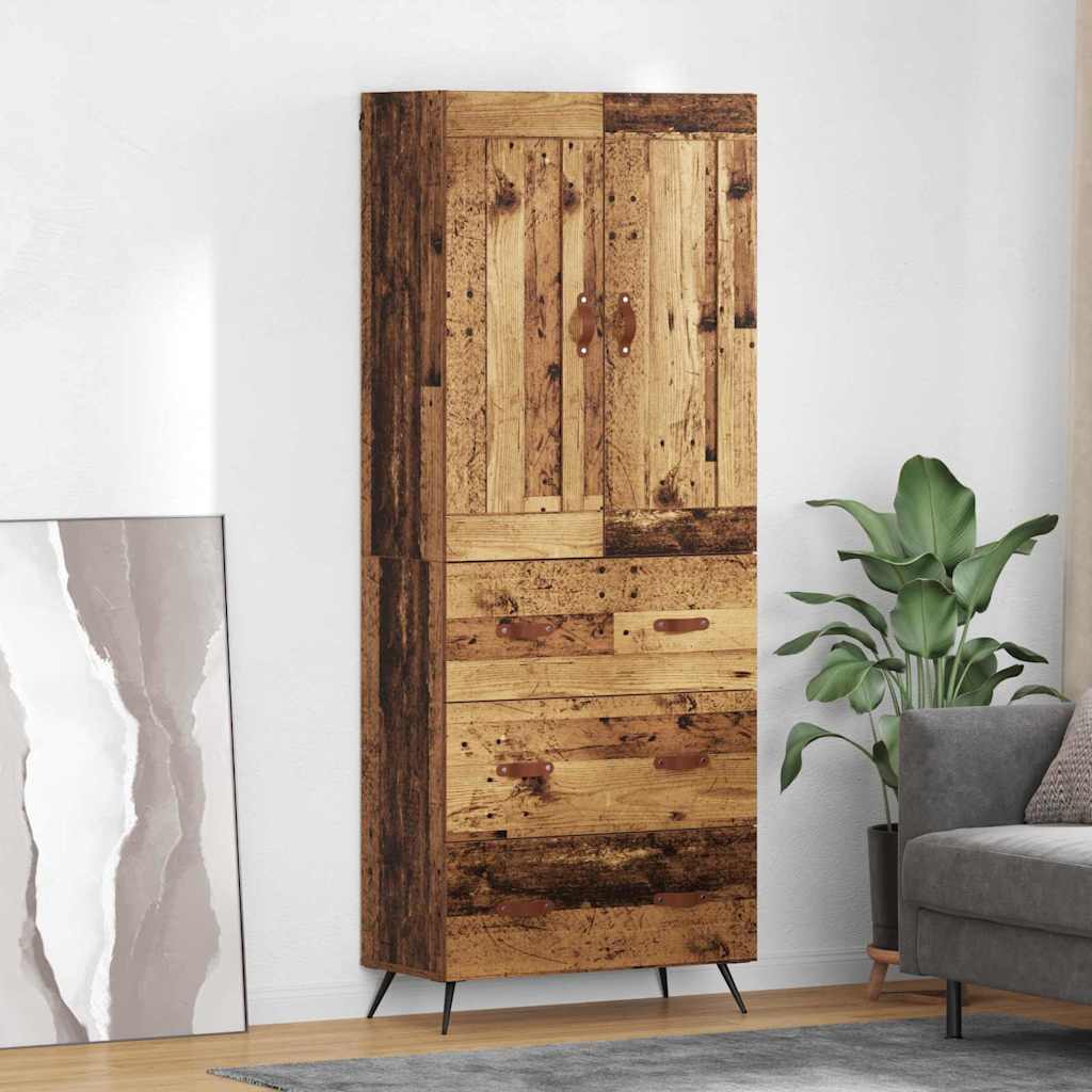Highboard met lade Oud Hout 69,5 x 34 x 180 cm Bewerkt hout is nu te koop bij PeponiXL, paradijselijk wonen!