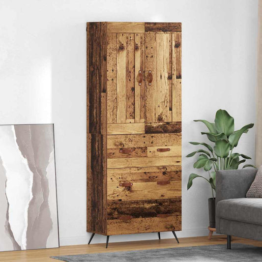 Highboard met lade Oud Hout 69,5 x 34 x 180 cm Bewerkt hout is nu te koop bij PeponiXL, paradijselijk wonen!