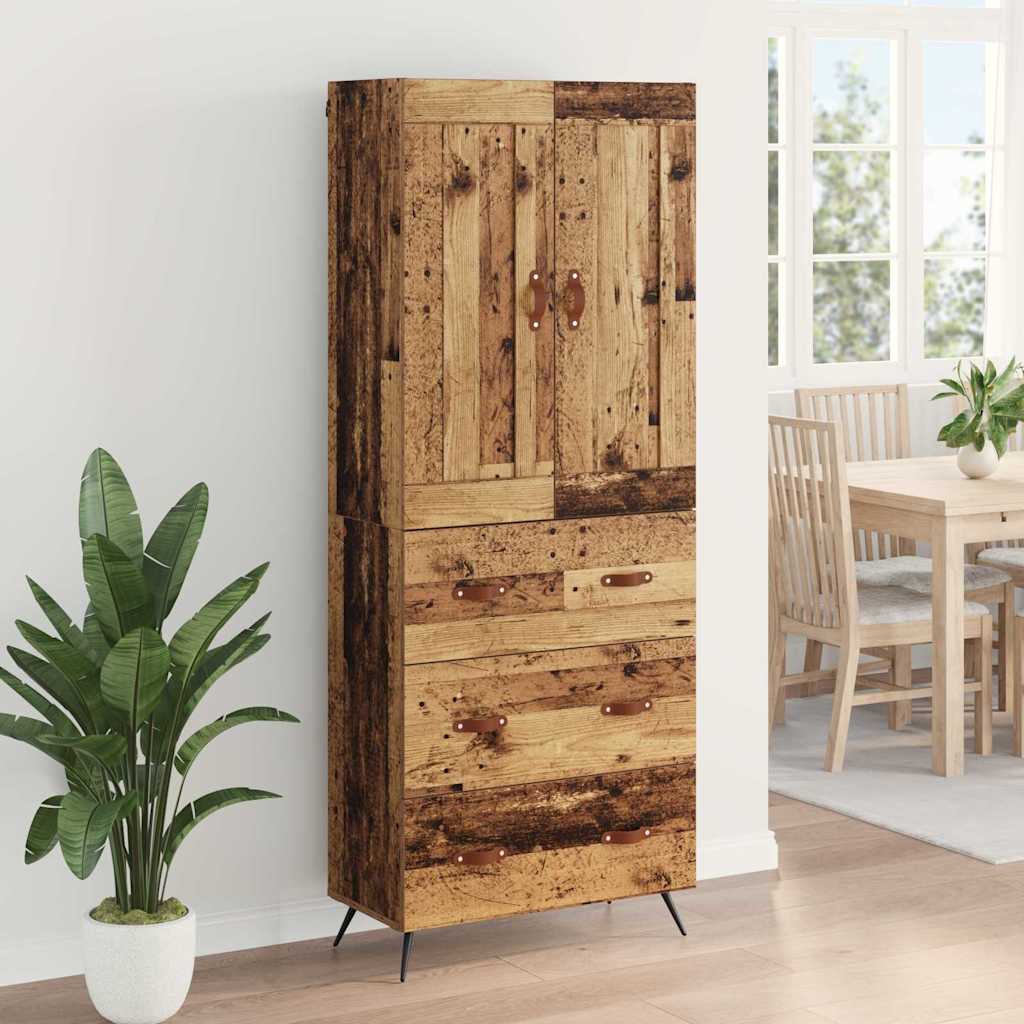 Highboard met lade Oud Hout 69,5 x 34 x 180 cm Bewerkt hout is nu te koop bij PeponiXL, paradijselijk wonen!