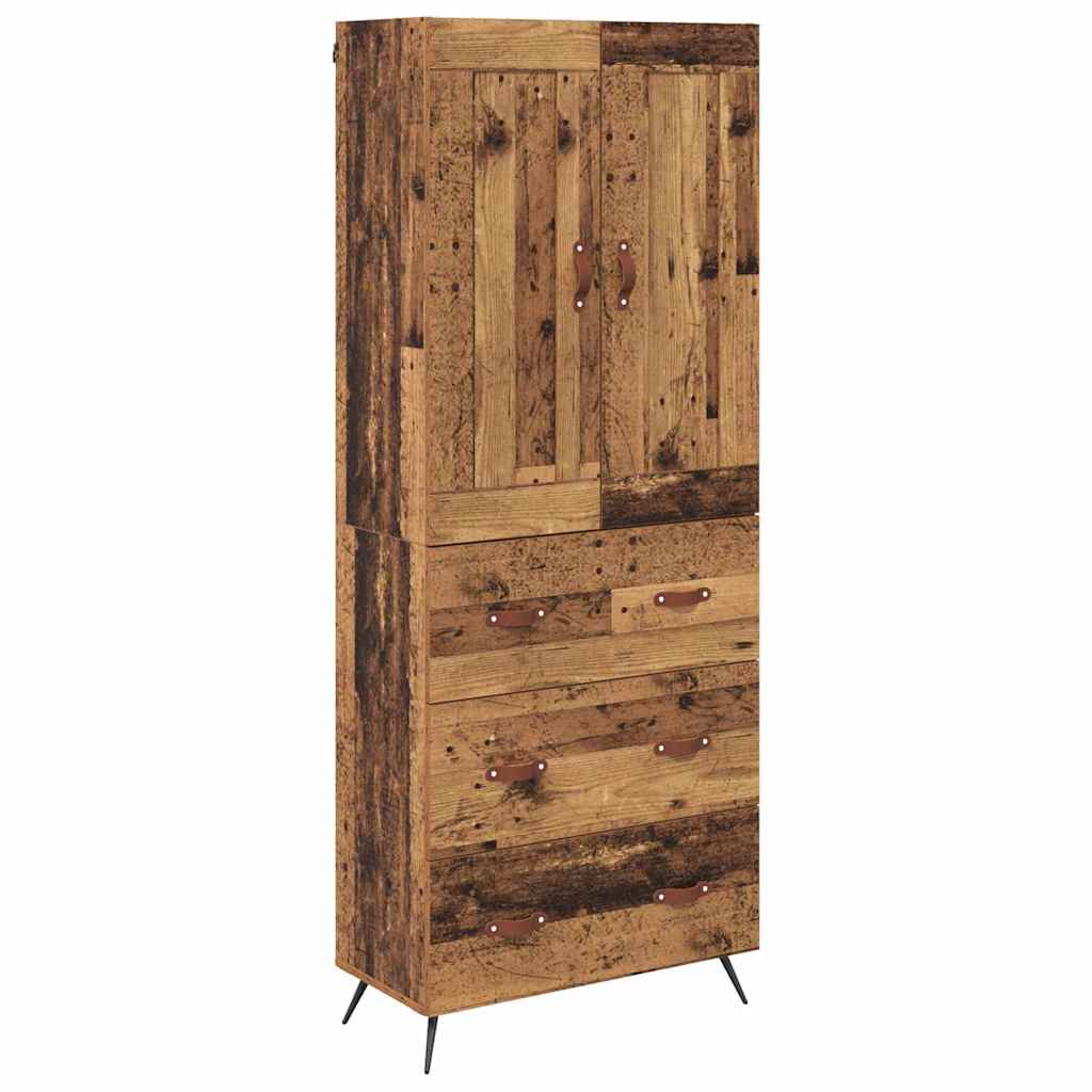 Highboard met lade Oud Hout 69,5 x 34 x 180 cm Bewerkt hout is nu te koop bij PeponiXL, paradijselijk wonen!