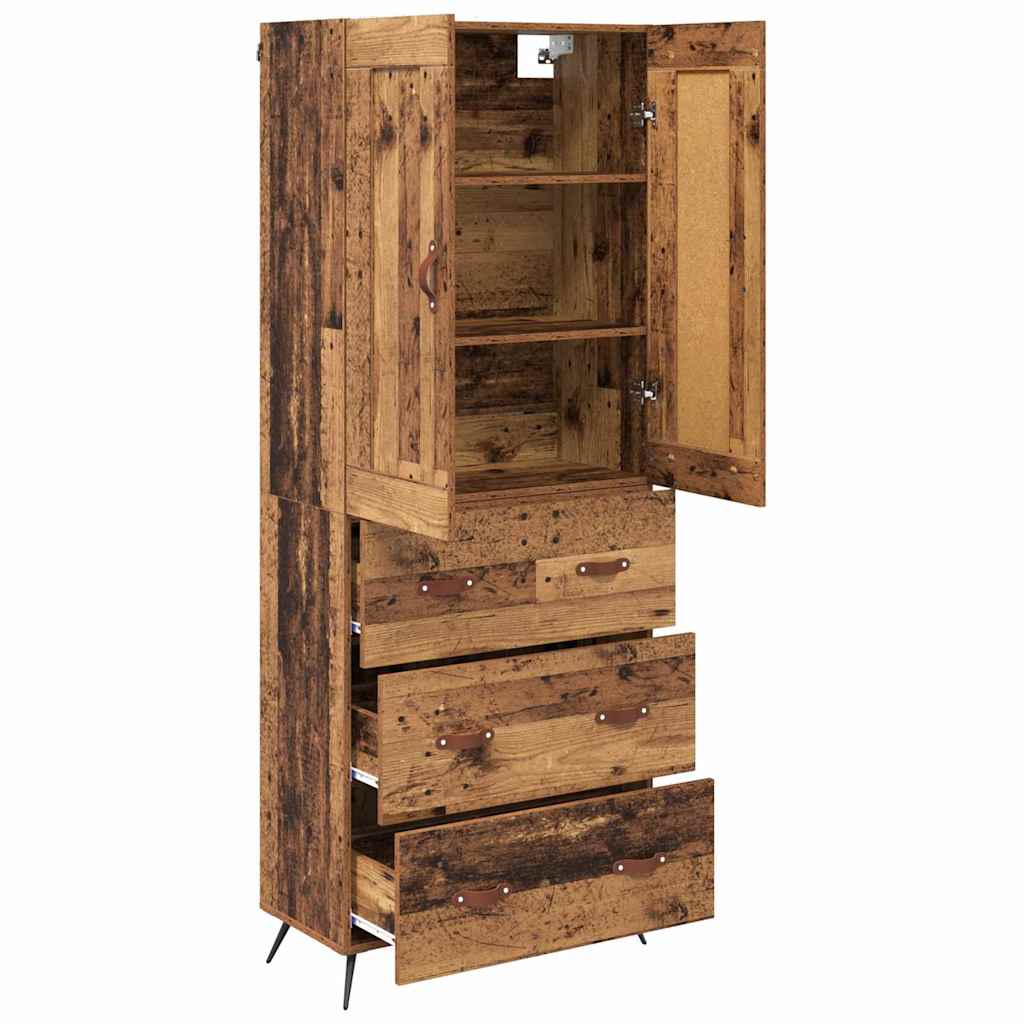 Highboard met lade Oud Hout 69,5 x 34 x 180 cm Bewerkt hout is nu te koop bij PeponiXL, paradijselijk wonen!