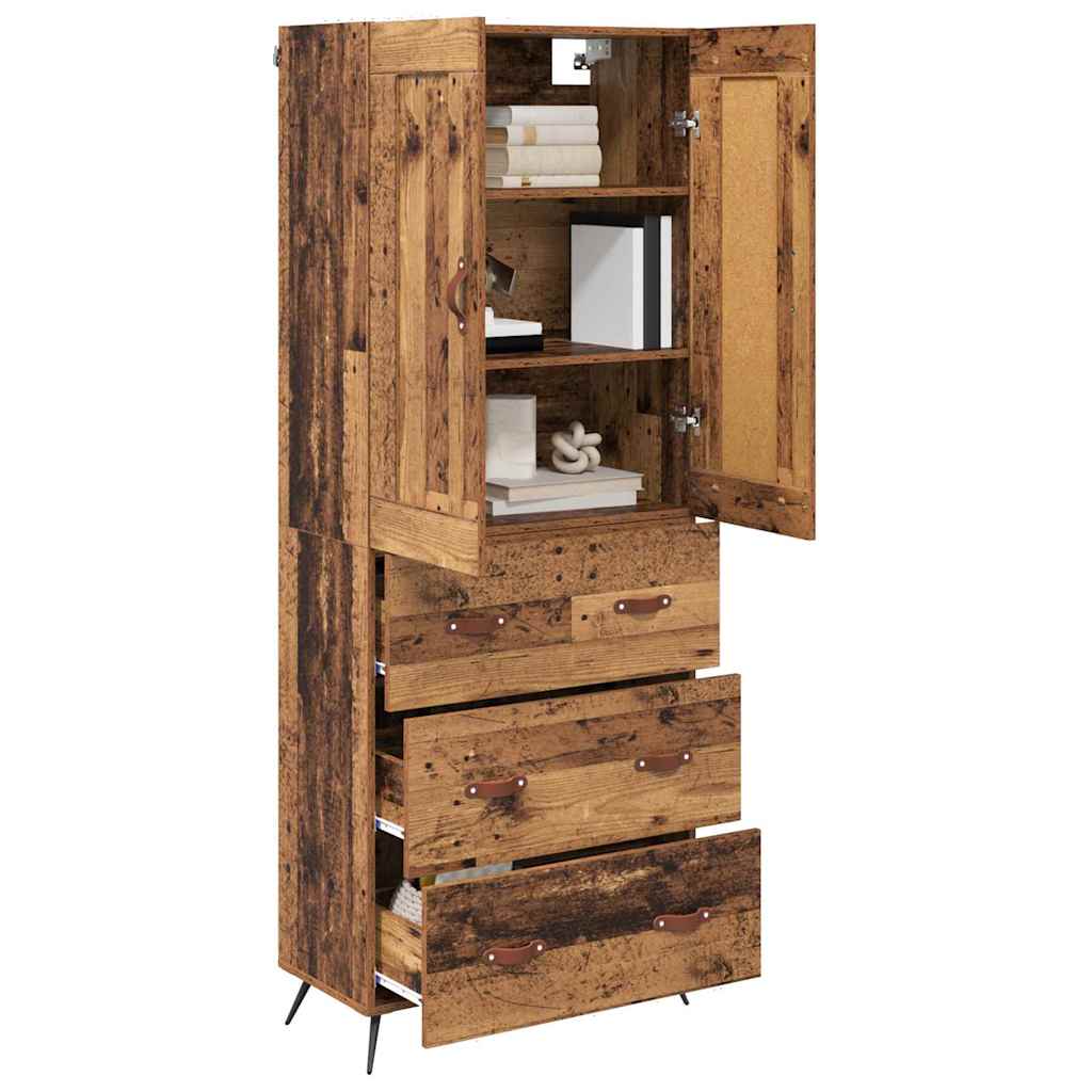 Highboard met lade Oud Hout 69,5 x 34 x 180 cm Bewerkt hout is nu te koop bij PeponiXL, paradijselijk wonen!