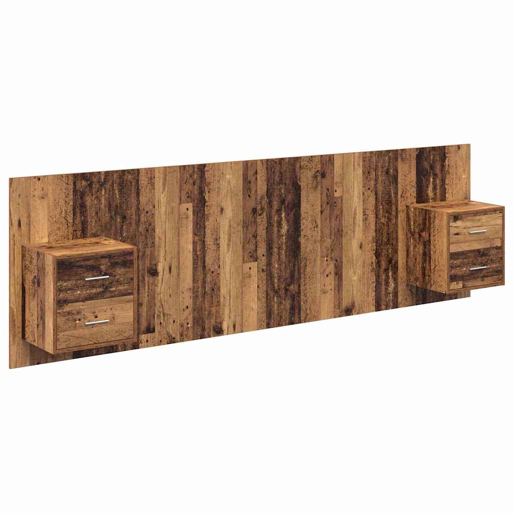 Hoofdbord Met Kast met lade 3 pcs Oud Hout Bewerkt hout is nu te koop bij PeponiXL, paradijselijk wonen!