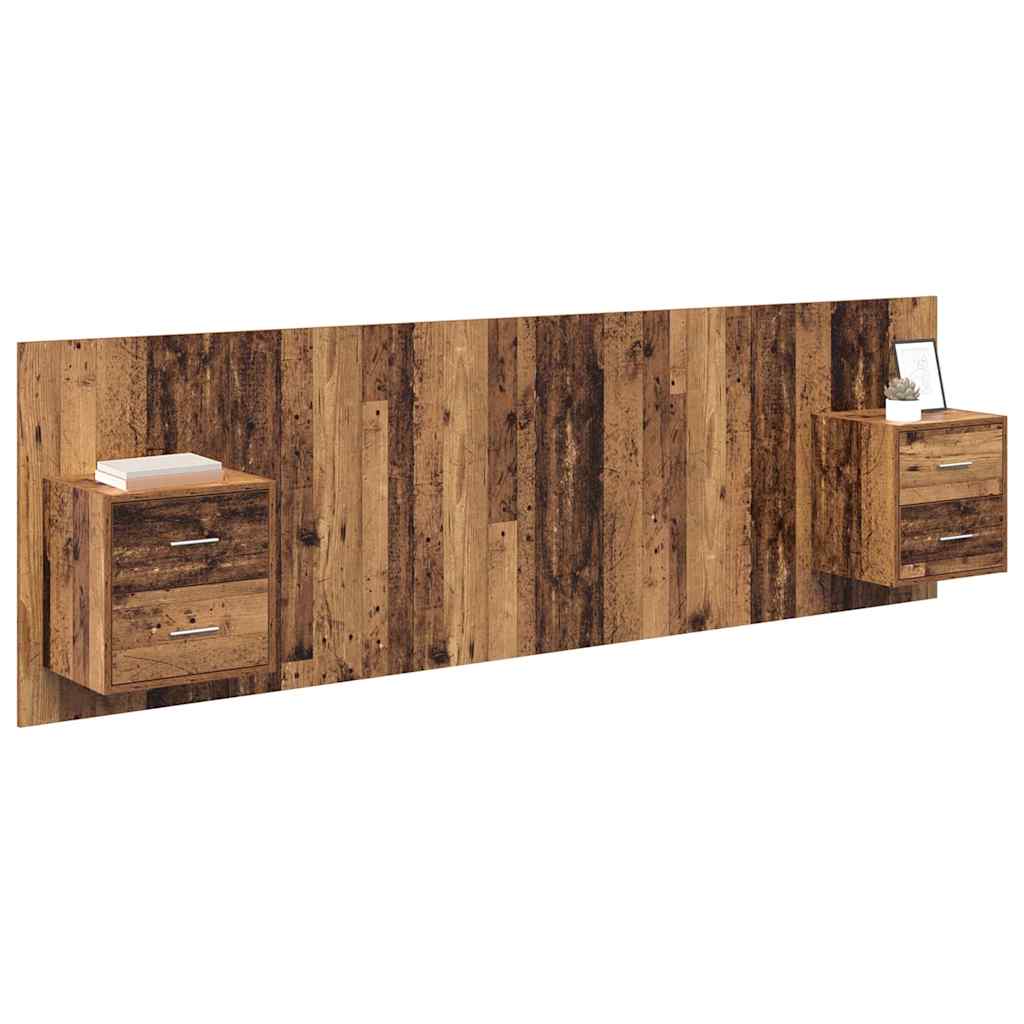 Hoofdbord Met Kast met lade 3 pcs Oud Hout Bewerkt hout is nu te koop bij PeponiXL, paradijselijk wonen!