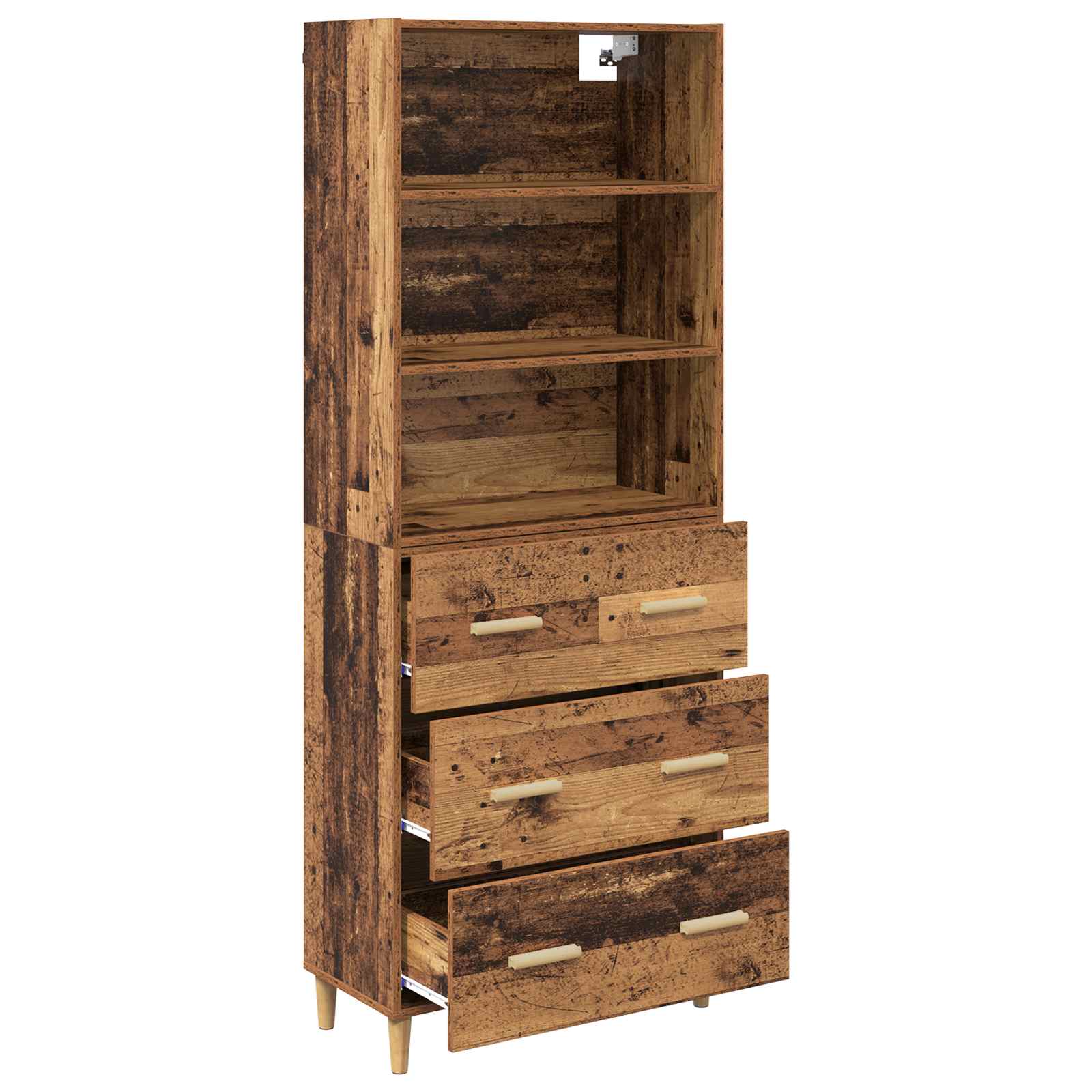 Hoge kast met lade Oud Hout 69,5 x 32,5 x 180 cm Bewerkt hout is nu te koop bij PeponiXL, paradijselijk wonen!