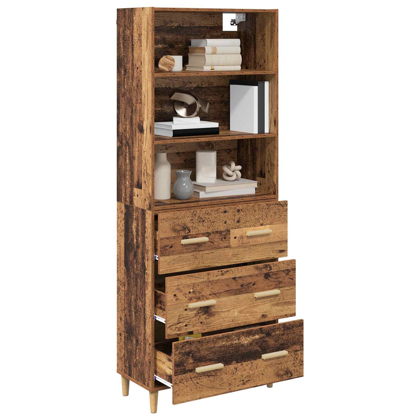 Hoge kast met lade Oud Hout 69,5 x 32,5 x 180 cm Bewerkt hout is nu te koop bij PeponiXL, paradijselijk wonen!