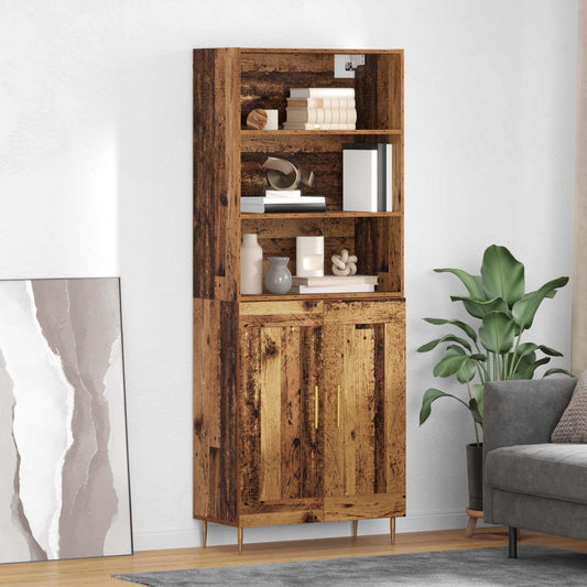 Hoge kast Oudhout 69,5 x 34 x 180 cm Bewerkt hout is nu te koop bij PeponiXL, paradijselijk wonen!