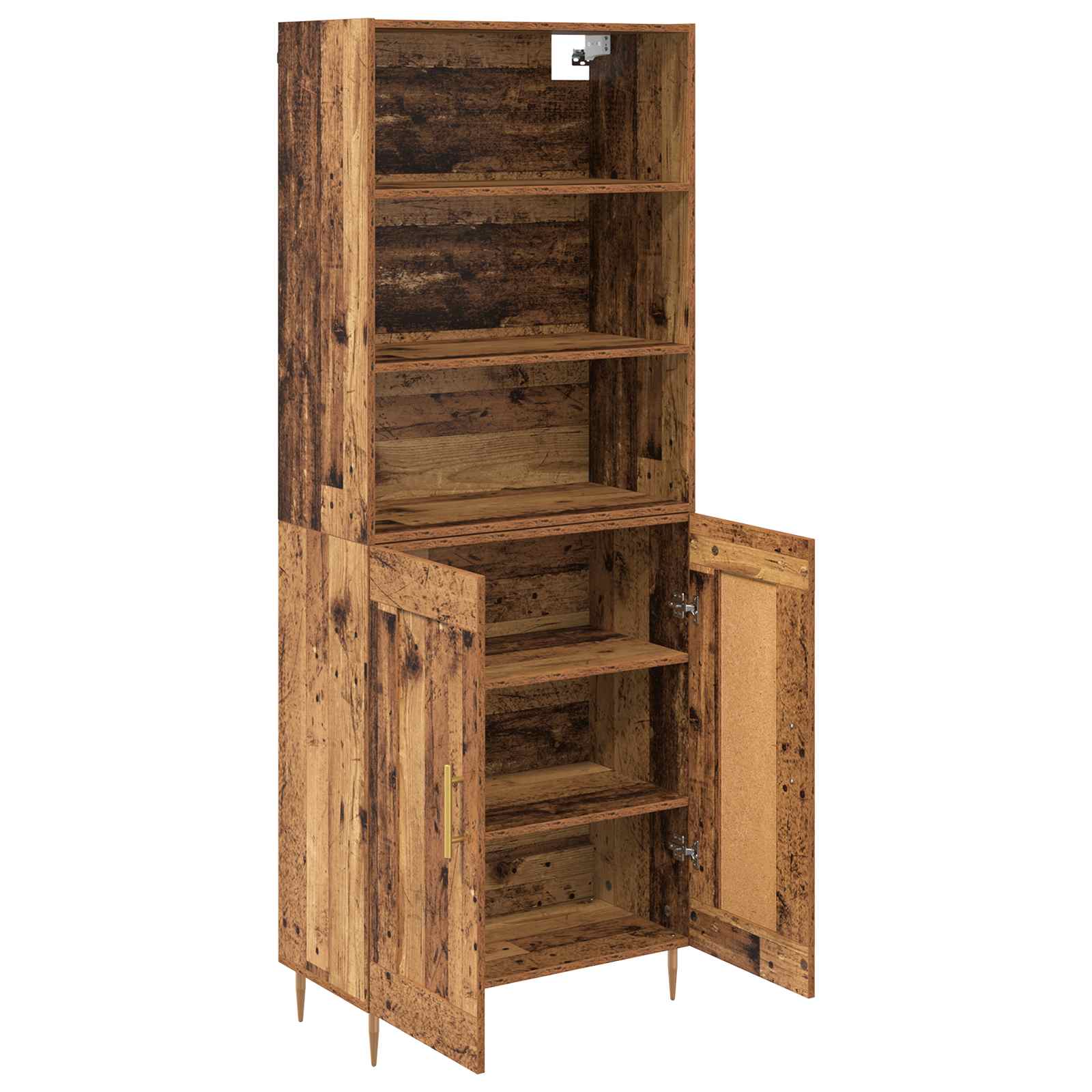 Hoge kast Oudhout 69,5 x 34 x 180 cm Bewerkt hout is nu te koop bij PeponiXL, paradijselijk wonen!